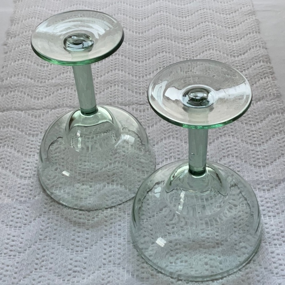 Large Margarita Glasses Set of 2 Green Glass - Picture 3 of 10